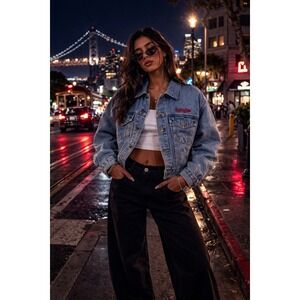 Civil Regime Embroidered Denim Trucker‎ Jacket Streetwear - Size Medium